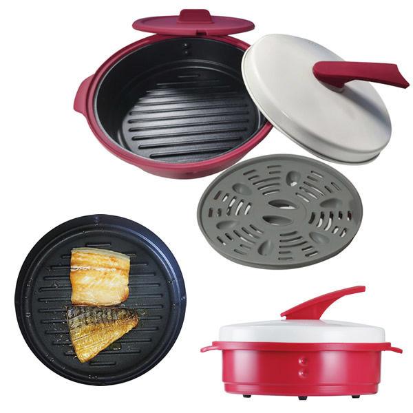 東京企画販売　レンジで焼ケール 両面焼き 蒸しプレート付 TKTC-08 商品画像4：ミスターエアコンＰＬＵＳ