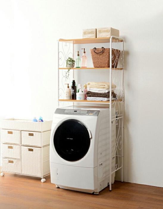 萩原 洗濯機ラック（ホワイト）　KCC-3041WH 商品画像4：LIFEED