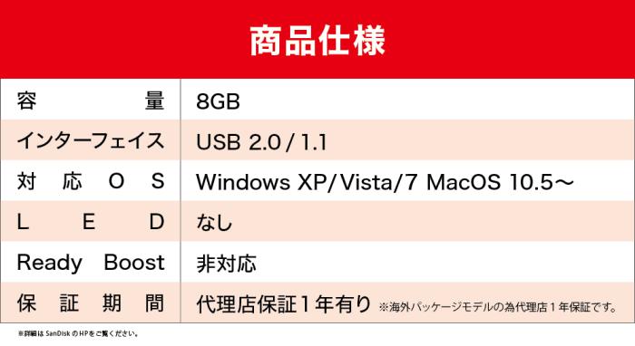 Cruzer Blade SDCZ50-008G-B35 [8GB]【ネコポス便配送制限 12個まで】 商品画像6：秋葉Direct