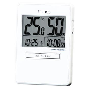 セイコー【SEIKO】電波デジタル目覚まし時計 薄型 温湿度表示 白 SQ797W★【S･･･