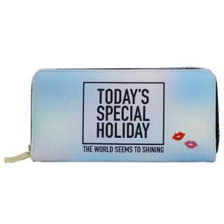 Today S Special Holiday レディース長財布 ラウンドファスナーロングウォレット 英字グラデーション ブルー の通販なら シネマコレクション アウトレット Kaago カーゴ