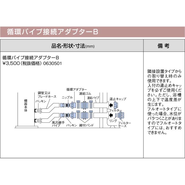 【給湯機本体と同時注文】メーカー直送 代引不可 ノーリツ 『循環パイプ接続アダプターB』 0630501 (給湯機器関連部材) 商品画像3：生活家電 ディープライス