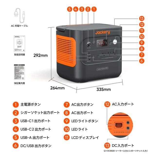 Jackery(ジャクリ) ポータブル電源 2000 New[JE-2000D]＋ソーラーパネル SolarSaga 100 Air[JS-100I] セット JE2000D-SP-SET 商品画像5：生活家電 ディープライス