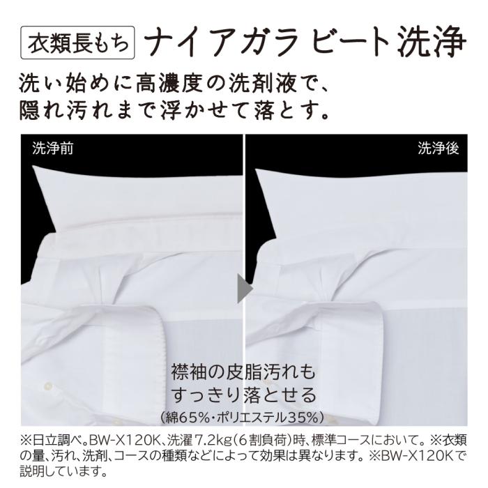 【時間指定不可】HITACHI(日立)  洗濯・脱水容量7kg 全自動洗濯機 『ビートウォッシュ』 BW-G70K-W (ホワイト) 商品画像3：生活家電 ディープライス