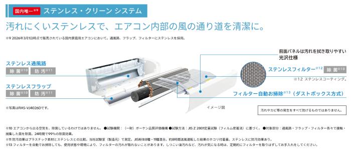 HITACHI(日立) 5.6kW 主に18畳用 単相200V ルームエアコン 『白くまくん VJシリーズ』 RAS-VJ5626D-W (スターホワイト) 商品画像5：生活家電 ディープライス