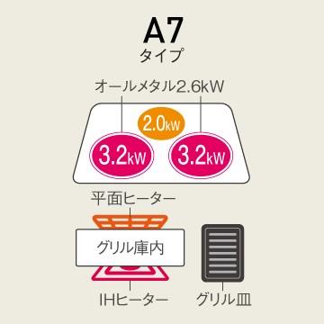 Panasonic(パナソニック) 幅75cm 単相200V 3口IH ダブルオールメタル対応 ビルトインタイプ IHクッキングヒーター   『Aシリーズ』 KZ-AN77S (シルバー) 商品画像4：生活家電 ディープライス