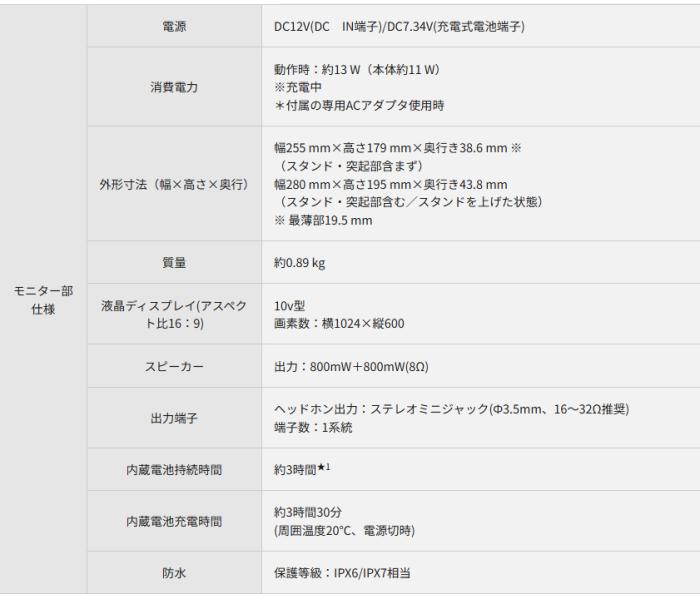 Panasonic(パナソニック) 10V型 防水 ポータブル地上・BS・110度CSデジタルテレビ 『プライベート・ビエラ』 UN-10L11-K (ブラック) 商品画像3：生活家電 ディープライス