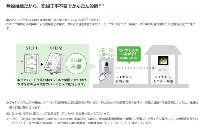 Panasonic(パナソニック) ワイヤレステレビドアホン VS-SGE20LA 商品画像2：生活家電 ディープライス