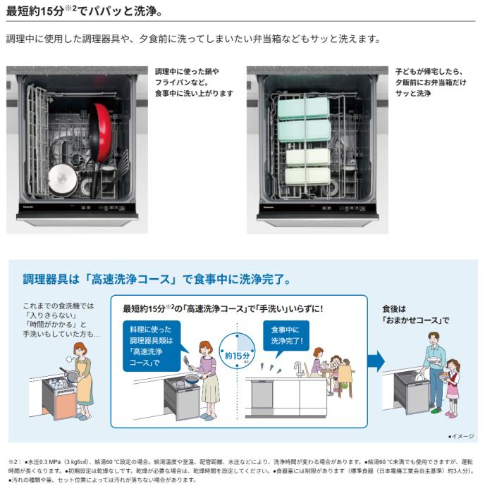 【8月29日入荷予定】Panasonic(パナソニック) ドア面材型 幅45cm ディープタイプ ビルトイン食器洗い乾燥機 『B1シリーズ』 NP-45BD1W 商品画像4：生活家電 ディープライス