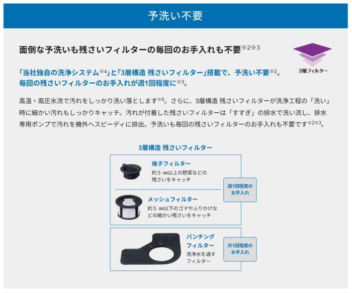 【6月24日入荷予定】Panasonic(パナソニック) 幅45cm ディープタイプ ドアパネル型 ビルトイン食器洗い乾燥機 『C1シリーズ』 NP-45CD1S (シルバー) 商品画像4：生活家電 ディープライス