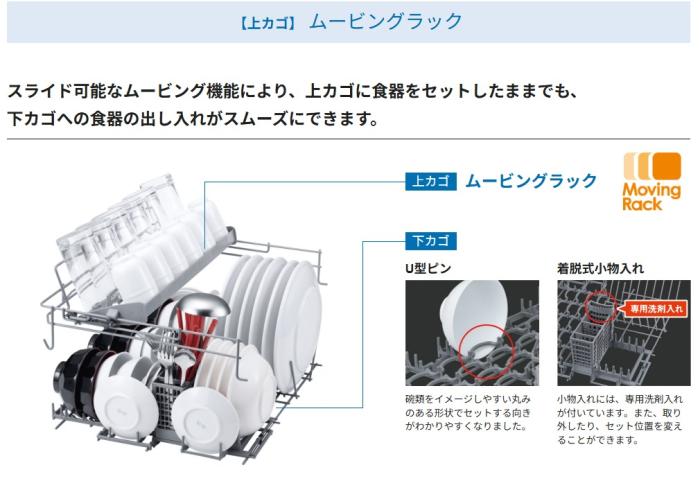 【6月24日入荷予定】Panasonic(パナソニック) 幅45cm ディープタイプ ドアパネル型 ビルトイン食器洗い乾燥機 『C1シリーズ』 NP-45CD1S (シルバー) 商品画像5：生活家電 ディープライス