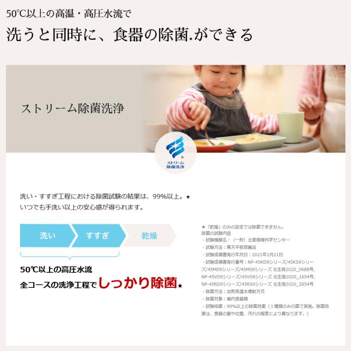 【6月25日入荷予定】Panasonic(パナソニック) 幅45cm ディープタイプ ドア面材型 プルオープンタイプ ビルトイン食器洗い乾燥機 『R9シリーズ』 NP-45RD9W 商品画像2：生活家電 ディープライス