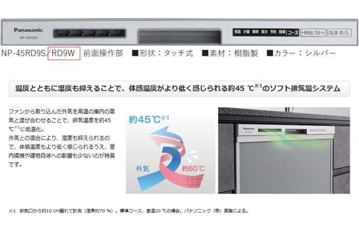 【6月25日入荷予定】Panasonic(パナソニック) 幅45cm ディープタイプ ドア面材型 プルオープンタイプ ビルトイン食器洗い乾燥機 『R9シリーズ』 NP-45RD9W 商品画像4：生活家電 ディープライス