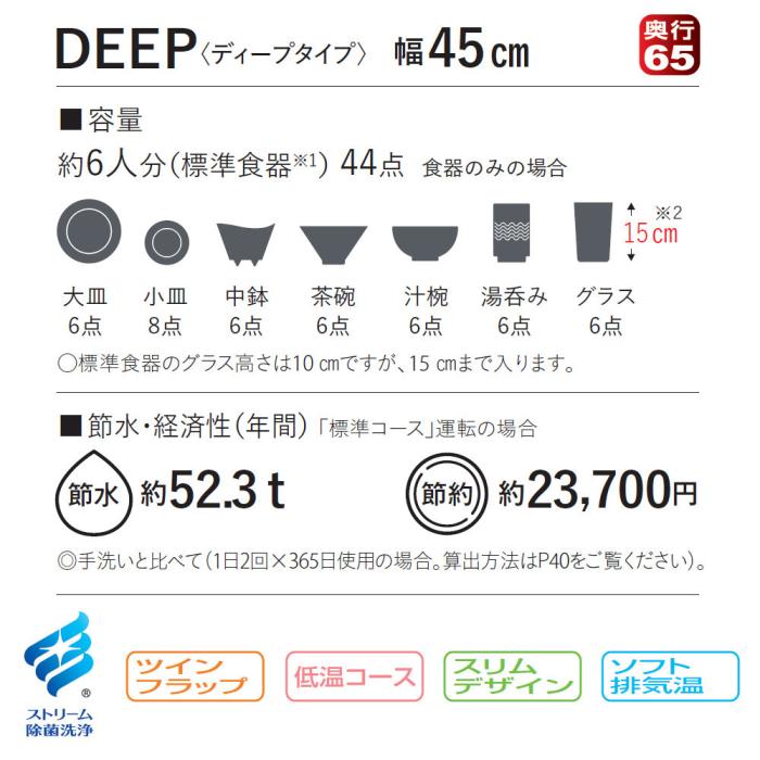 【6月25日入荷予定】Panasonic(パナソニック) 幅45cm ディープタイプ ドア面材型 プルオープンタイプ ビルトイン食器洗い乾燥機 『R9シリーズ』 NP-45RD9W 商品画像5：生活家電 ディープライス