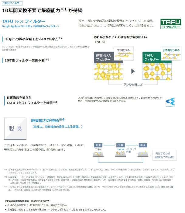 DAIKIN(ダイキン) スリムタワー型 リモコン付き 加湿ストリーマ空気清浄機 ACK555A-W (ホワイト) 商品画像4：生活家電 ディープライス