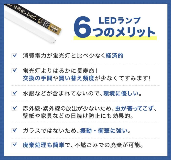 エコデバイス 20W形 昼光色 1100lm LED直管ランプ EDLTL20LED-28N 商品画像3：生活家電 ディープライス