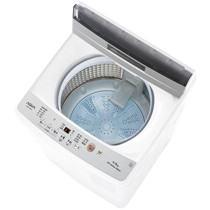 【時間指定不可】AQUA(アクア) 洗濯・脱水容量4.5kg 全自動洗濯機 AQW-S4A-W (ホワイト) 商品画像2：生活家電 ディープライス