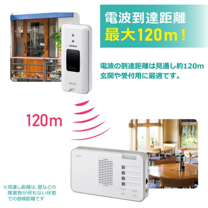 ELPA(朝日電器) ワイヤレスチャイム 4ch受信器 ランプ付 防雨ボタン送信器 セット 『EWSシリーズ』 EWS-S5230 商品画像3：生活家電 ディープライス