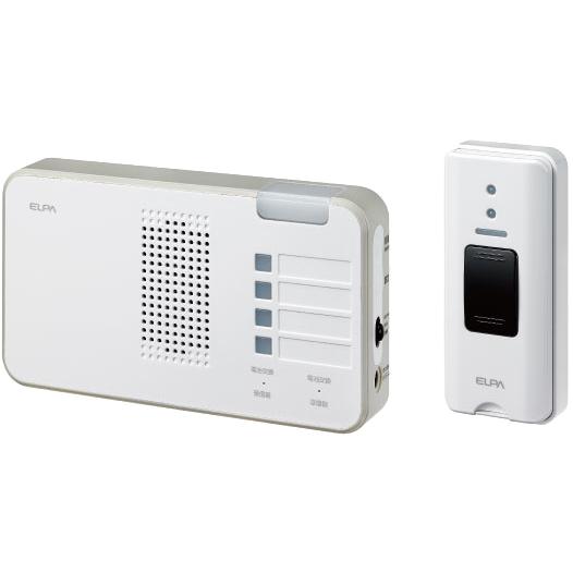 ELPA(朝日電器) ワイヤレスチャイム 4ch受信器 ランプ付 防雨ボタン送信器 セ･･･