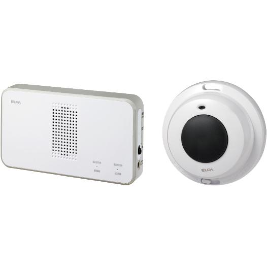 ELPA(朝日電器) ワイヤレスチャイム 8ch受信器 ホワイト 防水ボタン送信器 セ･･･