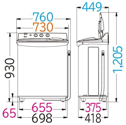 【時間指定不可】HITACHI(日立) 洗濯・脱水容量5.5kg 2槽式洗濯機 『青空』 PS-55AS2-W (ホワイト) 商品画像3：生活家電 ディープライス