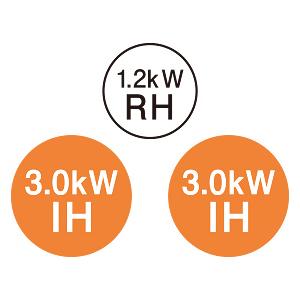 MITSUBISHI(三菱電機) 単相200V 幅60cm ワイドトップ 2口IH＋ラジエント ビルトインタイプ IHクッキングヒーター 『Mシリーズ』 CS-G321M (ブラック) 商品画像3：生活家電 ディープライス