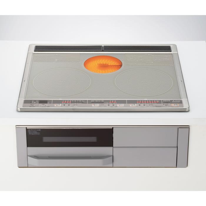 MITSUBISHI(三菱電機) 2口IH＋ラジエント 単相200V30Aタイプ IHクッキングヒーター CS-G321MS (シルバー) 商品画像2：生活家電 ディープライス