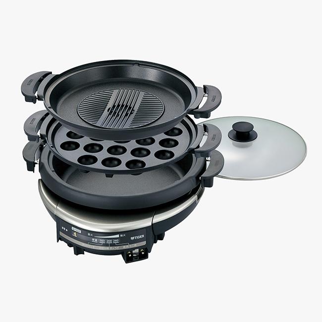 TIGER(タイガー) 3枚プレート(深なべ/たこ焼き/穴あき・波形) グリルなべ CQD･･･