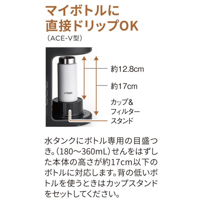 TIGER(タイガー) コーヒーメーカー ACE-V081-KI (アイボリーブラック) 商品画像6：生活家電 ディープライス