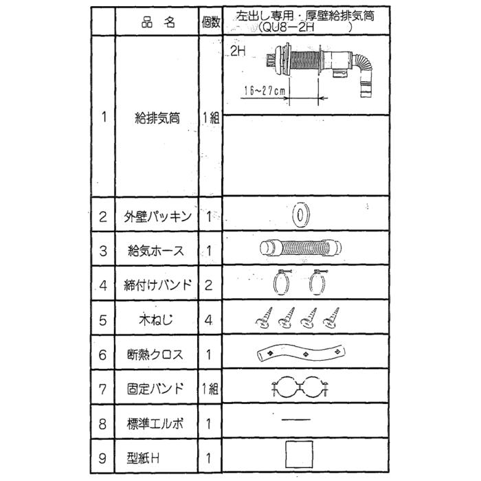 【給湯機本体と同時注文】【お取り寄せ】【代引不可】CORONA(コロナ) 1881888 FFW用給排気筒セット 『左出し標準給排気筒M』 QU8-2H (給湯機器関連部材) 商品画像3：生活家電 ディープライス