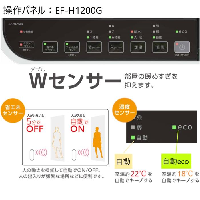 【お取り寄せ】DAINICHI(ダイニチ) 加湿セラミックファンヒーター EF-H1200G-W (ホワイト) 商品画像11：生活家電 ディープライス