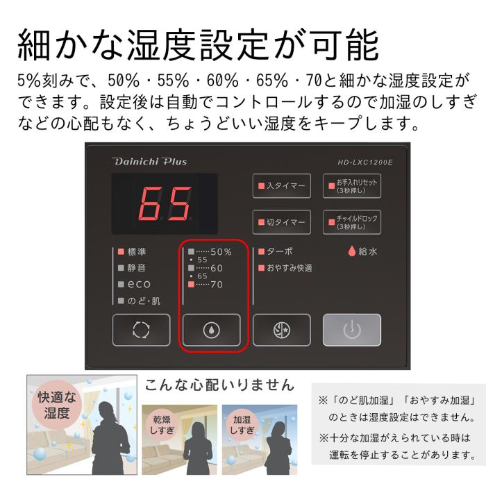 【お取り寄せ】DAINICHI(ダイニチ) 木造20畳 コンクリート33畳 パワフルモデル ハイブリッド式加湿器 『LXCタイプ』 HD-LXC1200E-W (スノーホワイト) 商品画像5：生活家電 ディープライス