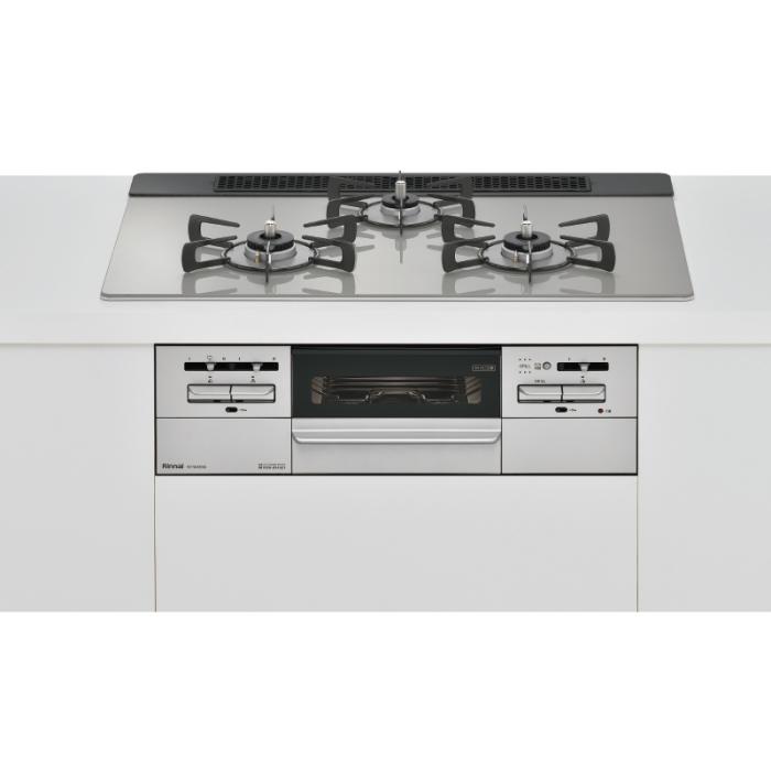 【お取り寄せ】Rinnai(リンナイ) ワイド幅75cmタイプ ガラストップ レンジフード連動タイプ ビルトインガスコンロ 『Mytone(マイトーン)』 RHS71W35T2DGAVW-12A13A (左右強火力・都市ガス用) 商品画像2：生活家電 ディープライス