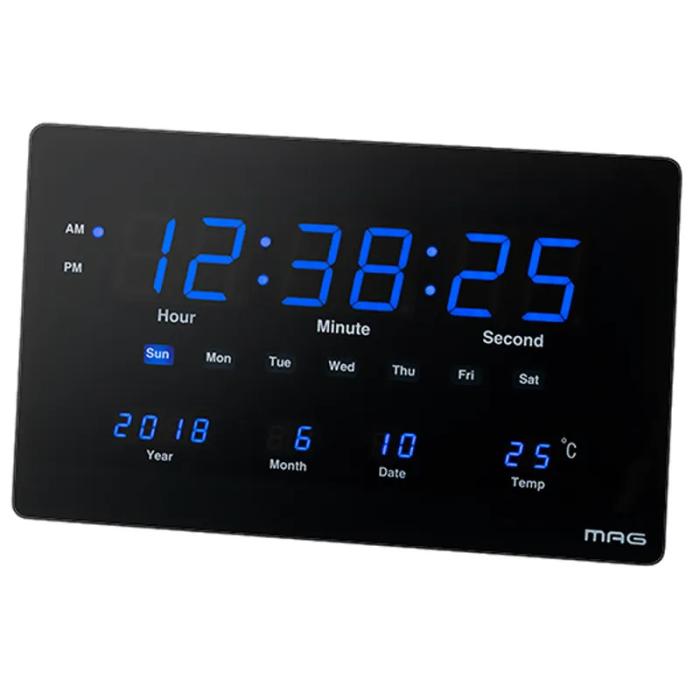 MAG(ノア精密) デジタル LED 掛置兼用時計 W-724BK (ブラック)