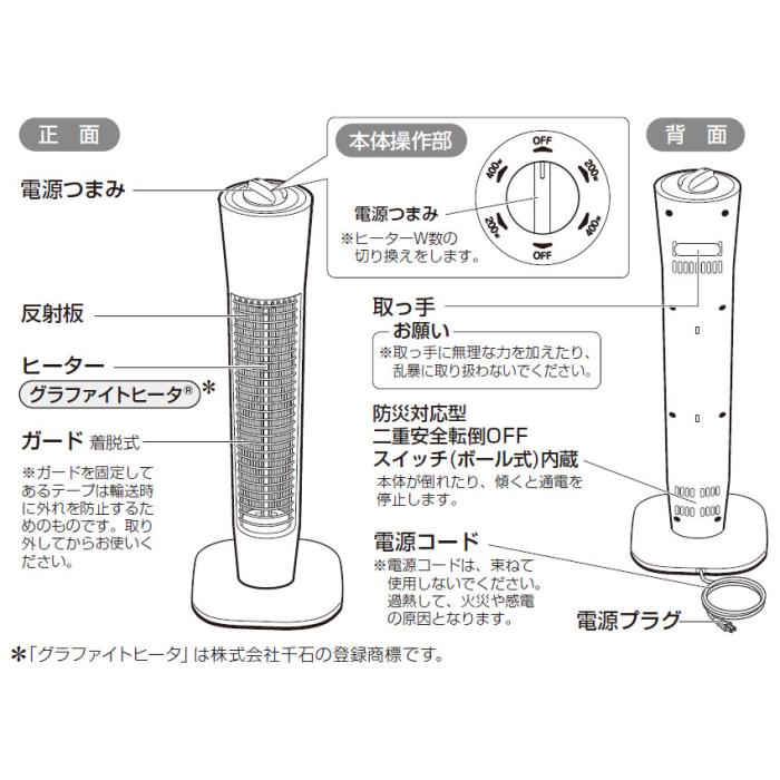 Aladdin(アラジン) 2段階切換 遠赤グラファイトヒーター AEH-G409N-W (ホワイト) 商品画像3：生活家電 ディープライス