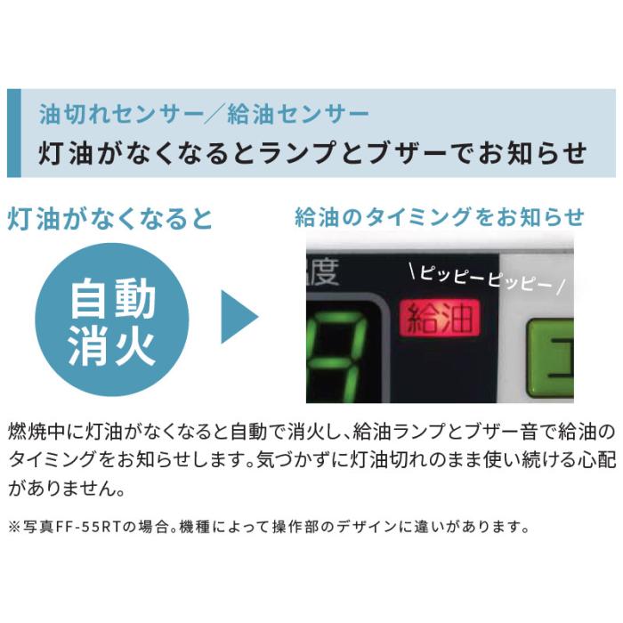 【お取り寄せ】【代引不可】TOYOTOMI(トヨトミ) コンクリート23畳/木造15畳まで ートリッジ式油タンク内蔵タイプ FF式石油ストーブ FF-55RT-W (ホワイト) 商品画像3：生活家電 ディープライス