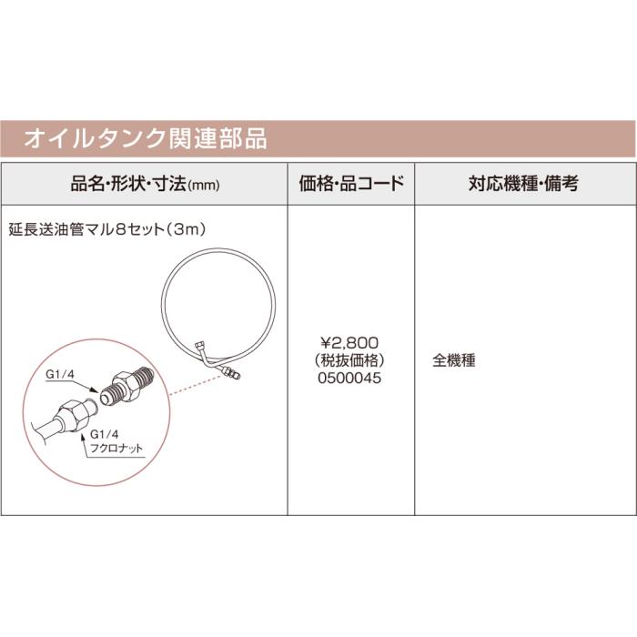 【給湯機本体と同時注文】メーカー直送 代引不可 ノーリツ オイルタンク関連部材 『延長送油管マル8セット（3m）』 0500045 (給湯機器関連部材) 商品画像3：生活家電 ディープライス