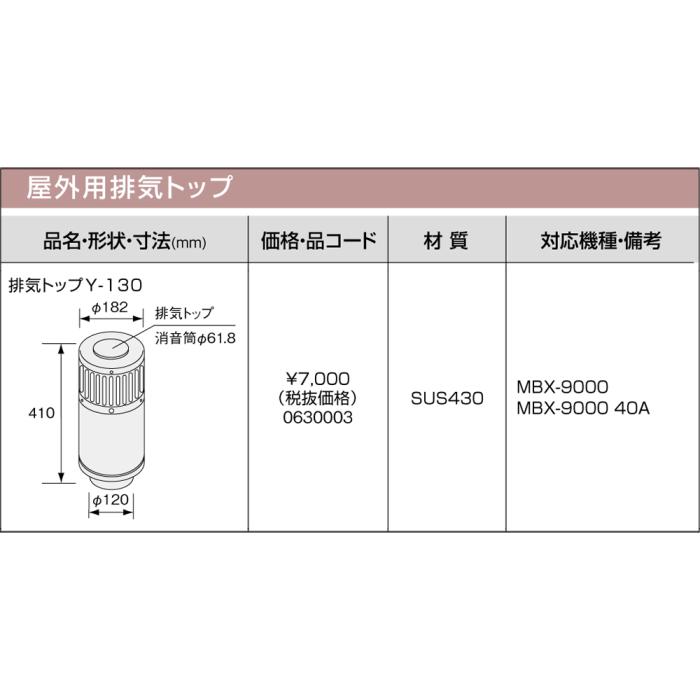 【給湯機本体と同時注文】メーカー直送 代引不可 ノーリツ 屋外用排気トップ 『排気トップY-130』 0630003 (給湯機器関連部材) 商品画像3：生活家電 ディープライス