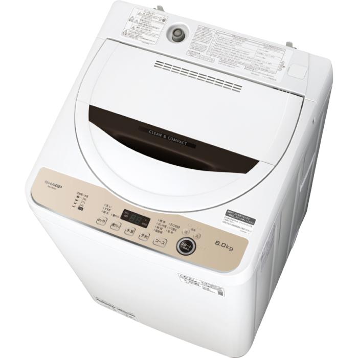 【時間指定不可】SHARP(シャープ) 洗濯・脱水容量6kg 全自動洗濯機 ES-GE6G-T･･･