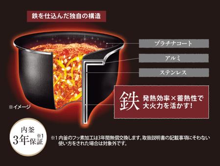 ZOJIRUSHI(象印) 10サイズ(5.5合) 圧力IH炊飯ジャー 『極め炊き』 NW-WA10-BZ (スレートブラック) 商品画像3：生活家電 ディープライス