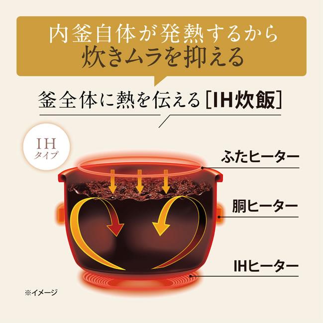 ZOJIRUSHI(象印) 5.5合炊き IH炊飯ジャー 『極め炊き』 NW-VJ10-WA (ホワイト) 商品画像2：生活家電 ディープライス