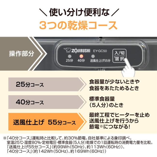 ZOJIRUSHI(象印) 食器5人分 スライド式扉 タテ型 食器乾燥器 EY-GC50-HA (グレー) 商品画像5：生活家電 ディープライス