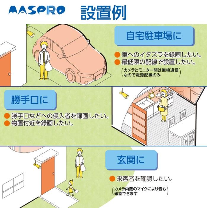 マスプロ モニター&ワイヤレスHDカメラセット EP2WCFM 商品画像3：生活家電 ディープライス