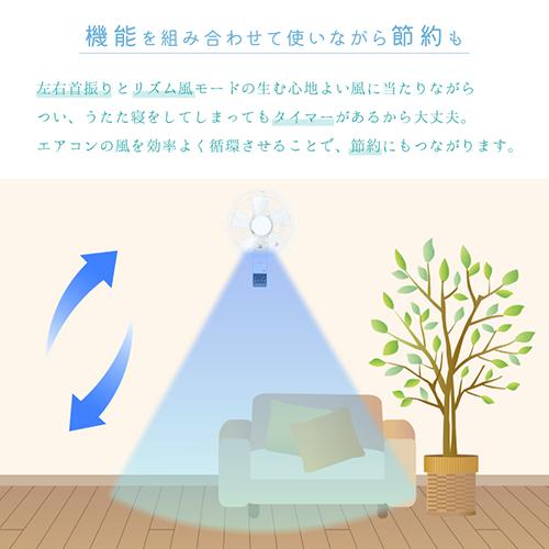 ユアサ 5枚羽根 リモコン付き 壁掛け扇風機 壁掛扇 YKW-380EFR-W (ホワイト) 商品画像7：生活家電 ディープライス
