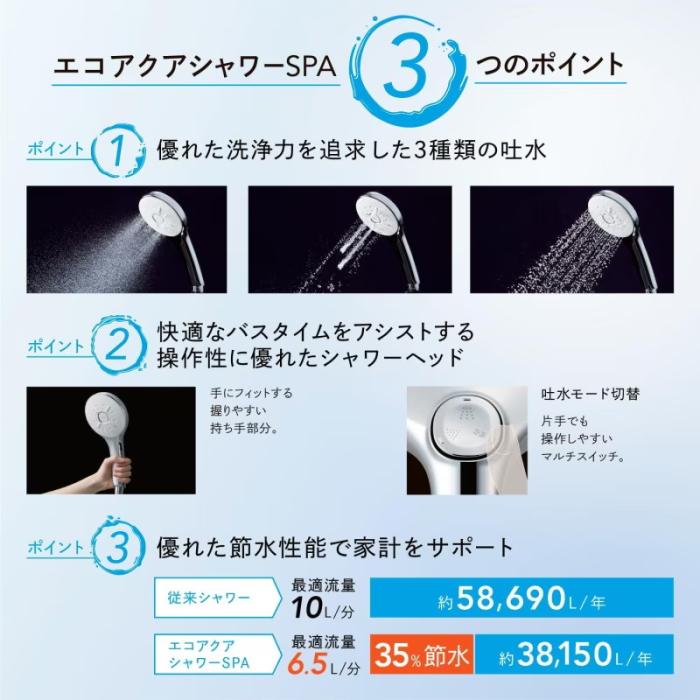 LIXIL(リクシル) エコアクアシャワーSPA ウルトラファインバブル INAX イナックス シャワーヘッド PK-BF-SM6 商品画像3：生活家電 ディープライス