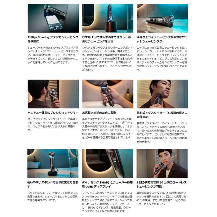 PHILIPS(フィリップス) ウェット＆ドライ電動シェーバー 『Shaver series 9000』 S9987/59 (ダーククローム) 商品画像7：生活家電 ディープライス