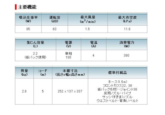 マキタ　粉じん専用携帯用集じん機　連動コンセント付　421S(P) 商品画像2：e-tool