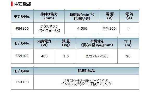 マキタ ボード用スクリュードライバ  FS4100B 黒 商品画像2：e-tool