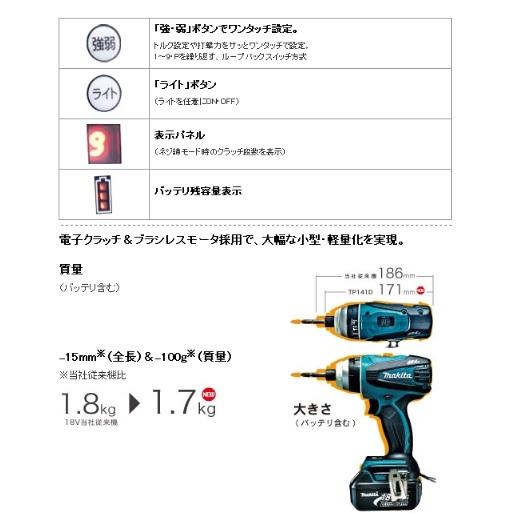マキタ　充電式4モードインパクトドライバー　TP141DZB 黒　18Ｖ 商品画像4：e-tool