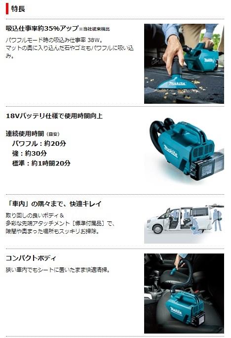 マキタ　CL184DZ（本体のみ+ソフトバッグ付）（バッテリ・充電器別売）18V　充電式クリーナー 商品画像2：e-tool